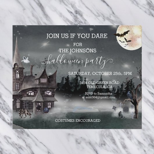 Halloween-Party Haushalt Spuk Haus Watercolor