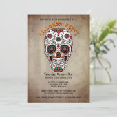 Halloween-Party Hell Zucker Schädeltag der Toten Einladung (Stehend Vorderseite)