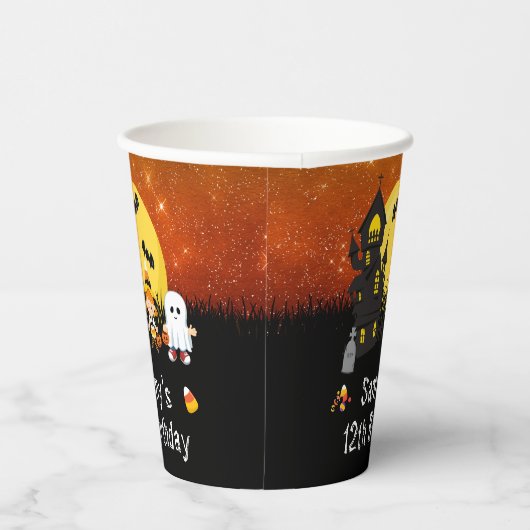 Halloween Party Hexe Ghost Orange Pappbecher (Rechts)