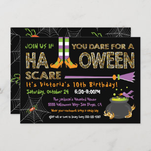 Halloween Party Hexe & Kaldron Einladung