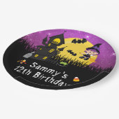 Halloween Party Hexe Lila Pappteller (Schrägansicht)