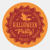 Halloween-Party Hexe Runder Aufkleber (Vorderseite)