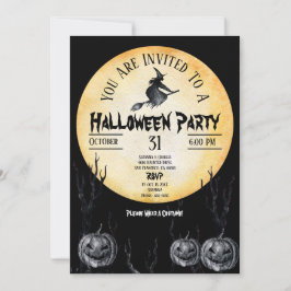 Halloween-Party Hexe Spooky Pumpkins Black Einladung
