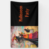 Halloween-Party Hexe und Katze Fantasy Art Banner (Vertikal)