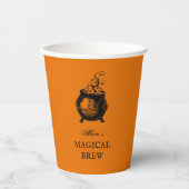 Halloween-Party-Hexenbrauen Orangenkessel Pappbecher (Vorderseite)