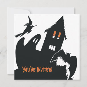 Halloween-Party im alten Spukhaus mit Hexen und Ge Einladung