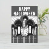 Halloween-Party im Spuk Schwarz-Weiß-Haus Einladung (Stehend Vorderseite)