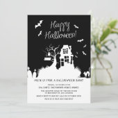 Halloween-Party im Spuk Schwarz-Weiß-Haus Einladung (Stehend Vorderseite)