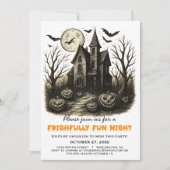 Halloween-Party im Spuk Schwarz-Weiß-Haus Einladung (Vorderseite)