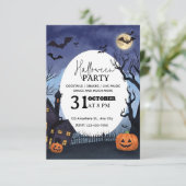 Halloween-Party im Wasserfarbenstil Einladung (Stehend Vorderseite)