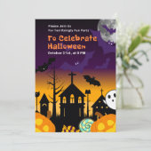 Halloween Party Invitation or Terrifyingly Fun Hal Einladung (Stehend Vorderseite)