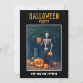 Halloween Party invitation Skeleton among Pumpkins Einladung (Vorderseite)