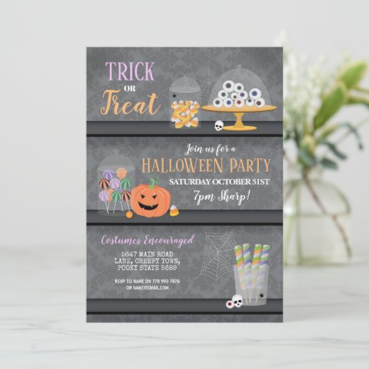 Halloween-Party Invite Monster Bash Eyeballs Trick Einladung (Stehend Vorderseite)