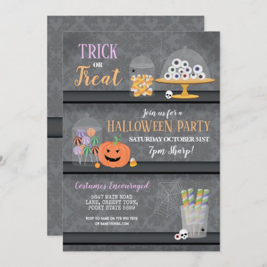 Halloween-Party Invite Monster Bash Eyeballs Trick Einladung (Vorne/Hinten)