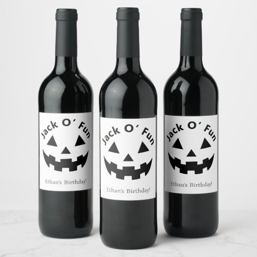 Halloween-Party | Jack O’ Fun Pumpkin Weinetikett (Flaschen)