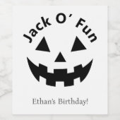 Halloween-Party | Jack O’ Fun Pumpkin Weinetikett (Einzelnes Label)