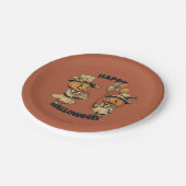 Halloween-Party-Jack-o'-Signalleuchten in Orange Pappteller (Schrägansicht)