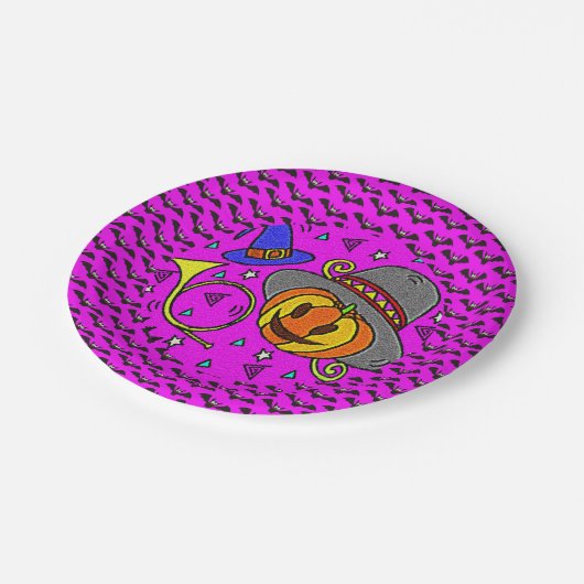 Halloween-Party Jack O'Lantern Buggys Lila Pappteller (Schrägansicht)