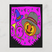 Halloween-Party Jack O'Lantern Bugle Lila Einladungspostkarte (Vorderseite)