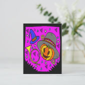 Halloween-Party Jack O'Lantern Bugle Lila Einladungspostkarte (Stehend Vorderseite)