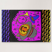 Halloween-Party Jack O'Lantern Bugle Lila Groß Puzzle (Horizontal)