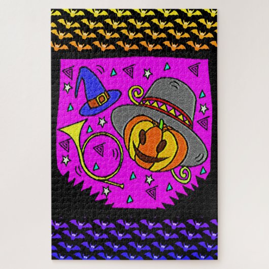 Halloween-Party Jack O'Lantern Bugle Lila Groß Puzzle (Vertikal)