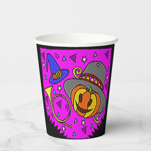 Halloween-Party Jack O'Lantern Bugle Lila Pappbecher (Rückseite)