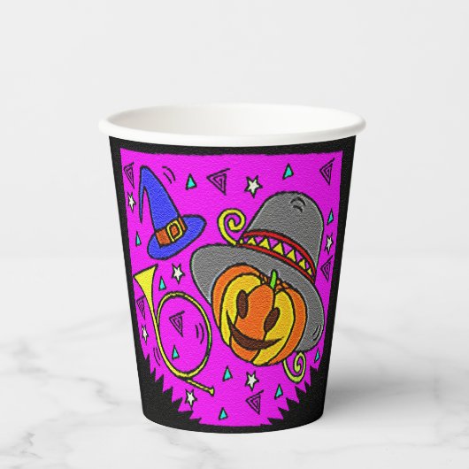Halloween-Party Jack O'Lantern Bugle Lila Pappbecher (Vorderseite)