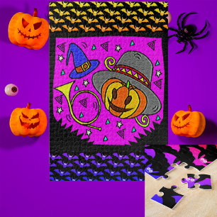 Halloween-Party Jack O'Lantern Trompete Lila Groß Puzzle