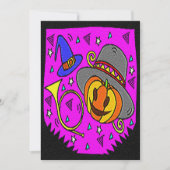 Halloween-Party Jack O'Lantern und Bugle Lila Einladung (Vorderseite)