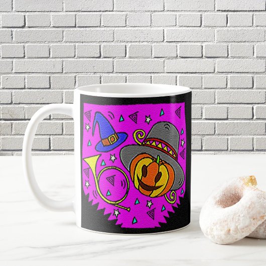 Halloween-Party Jack O'Lantern und Bugle Lila Kaffeetasse