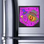 Halloween-Party Jack O'Lantern und Bugle Lila Magnet