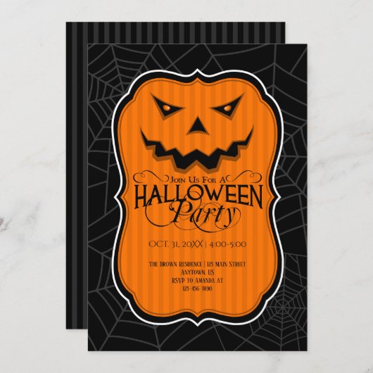 Halloween-Party Jackolantern Einladung (Vorne/Hinten)