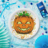 Halloween-Party Jackolantern Spooky Pumpkin Pappteller (Party)