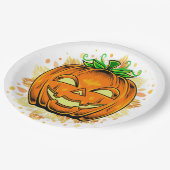 Halloween-Party Jackolantern Spooky Pumpkin Pappteller (Schrägansicht)