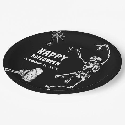 Halloween-Party Jump Skeleton Pappteller (Schrägansicht)