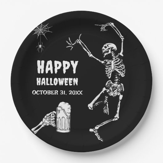 Halloween-Party Jump Skeleton Pappteller (Vorderseite)