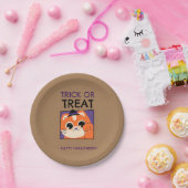 Halloween-Party, Kätzchen aus schwarzem Hut Pappteller (Party)