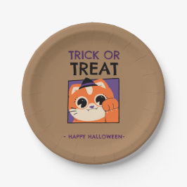 Halloween-Party, Kätzchen aus schwarzem Hut Pappteller