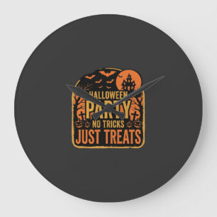 Halloween-Party Keine Tricks Nur Leckerlis Design_ Große Wanduhr