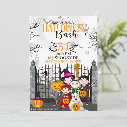 HALLOWEEN-PARTY, KIDS HALLOWEEN, COSTUME-PARTY (Stehend Vorderseite)