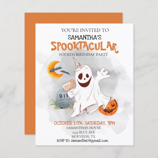 Halloween Party Kinder Spooktacular Geist (Vorne/Hinten)