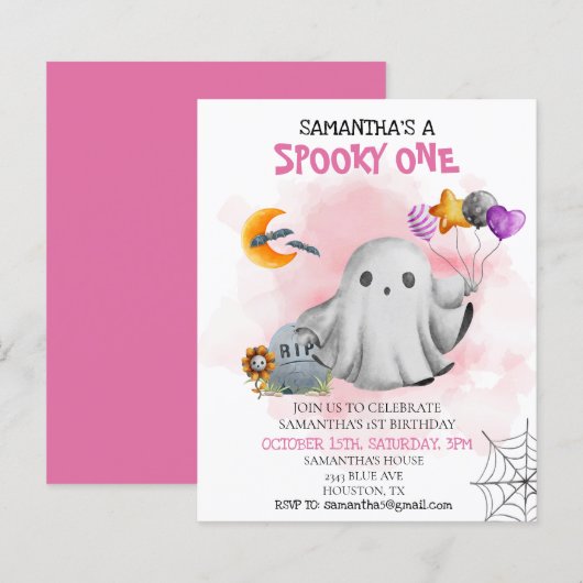 Halloween Party Kinder Spooky One Ghost (Vorne/Hinten)