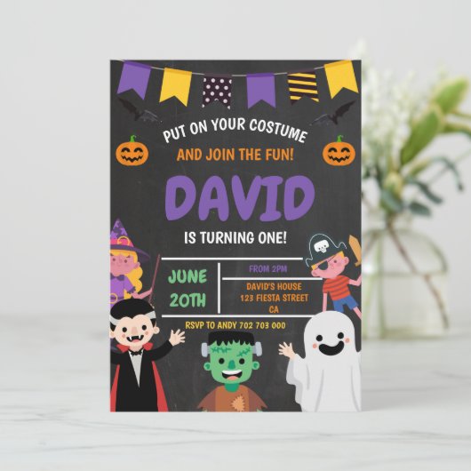Halloween-Party-Kostüm Spooky Einladung (Stehend Vorderseite)