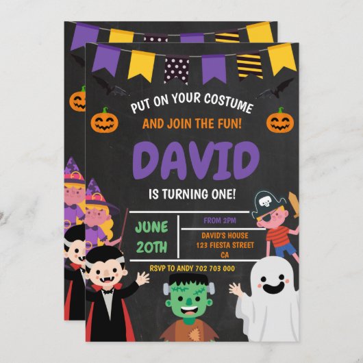 Halloween-Party-Kostüm Spooky Einladung (Vorne/Hinten)