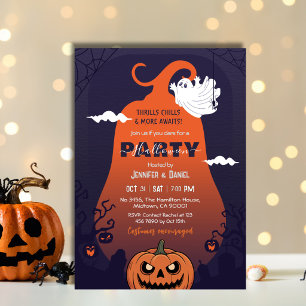 Halloween-Party Kürbis Geist Friedhof Lila Einladung