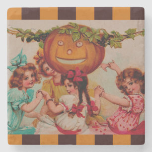 Halloween-Party Kürbis vintage Steinuntersetzer