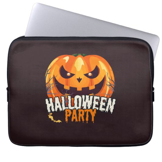 Halloween-Party – Kürbisgesicht-Design Laptopschutzhülle (Vorderseite)