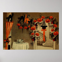 Halloween-Party Kürbislaterne Pumpkin Black Cat Poster