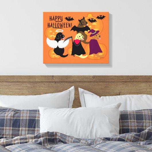 Halloween-Party Labradors Leinwanddruck (Insitu (Schlafzimmer))